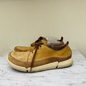 Clark’s Trifi Lace Tan Leather Sneakers Men’s Size 10